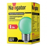 Лампа светодиодная Navigator 71 828 NLL-G45-1-230-G-E27 1W 230V шарик зеленый