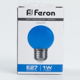 Лампа светодиодная Feron LB-37 шарик G45 1W синий 230V E27 матовая, для белт лайта