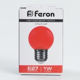 Лампа светодиодная Feron LB-37 шарик G45 1W красный 230V E27 матовая, для белт лайта