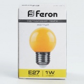 Лампа светодиодная Feron LB-37 шарик G45 1W желтый 230V E27 матовая, для белт лайта