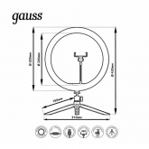Светильник Gauss кольцевой 15W 3000-6500K 5V USB 800Lm IP20 300х23мм пульт DIMM крепление телефона