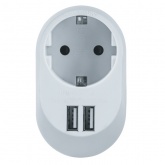 Розетка с заземлением и USB-зарядкой Navigator NAD-USB01-1E-C-WH 1х220V + 2xUSB тип А 5V/3.4A