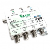 Мультисвитч Lans 3 х 4 3 входа (2 SAT + 1 TV), 4 выхода, активный, с внешним блоком питания