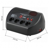 Стабилизатор напряжения ЭРА СНК-1500-Ц 160-260В, 1500ВА, 4 розетки, цифровой дисплей