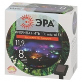Садовая гирлянда ЭРА ERASF22-43 на солнечной батарее Нить мультиколор 100 microLED 10м IP44