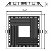 Светильник светодиодный Вартон DL-03 квадратный встраиваемый 200х200х25мм 25W 3000K IP44 RAL9005
