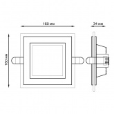 Светильник светодиодный Gauss 12W 3000K 900Lm 230V IP20 квадрат L160/l-155/h30mm декоративное стекло
