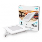 Светильник встраиваемый Gauss ультратонкий квадратный IP20 6W 120х120х22mm (105х105mm) 4100K 400Lm