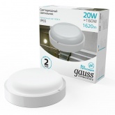 Светильник светодиодный ЖКХ Gauss Elementary D175x52 20W 2000Lm 4000K 230V IP65 круг белый