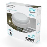 Светильник светодиодный ЖКХ Gauss Elementary D210x52 24W 2400Lm 4000K 230V IP65 круг белый