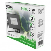 Прожектор светодиодный Gauss Elementary 20W 220V зеленый 1400lm IP65 черный корпус