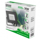 Прожектор светодиодный Gauss Elementary 30W 220V зеленый 2000lm IP65 черный корпус