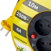 Удлинитель на барабане ИЭК Garden 10м 2х0,75мм 6А 4 розетки с термозащитой