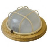 Светильник для бани термостойкий 130° на деревянной основе Клен, IP54 E27 круг решетка НБО 03-60-012