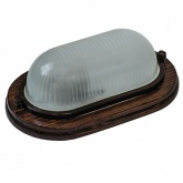 Светильник для бани термостойкий 130° на деревянной основе Орех, IP54 E27 овал НБО 04-60-021