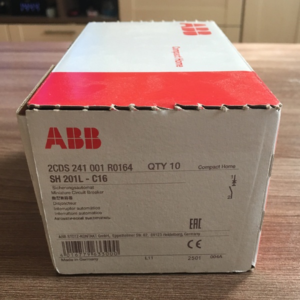 Модульный однополюсный электрический автомат АББ SH201L System pro M на 16 Ампер, с характеристикой C