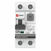 Дифавтомат EKF PROxima АВДТ-63 1P+N С25А 30мА 6кА тип АС однофазный электромеханический 6кА (дифференциальный автомат, АВДТ)