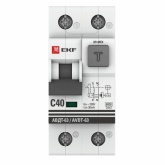 Дифавтомат EKF PROxima АВДТ-63 1P+N С40А 30мА 6кА тип АС однофазный электромеханический 6кА (дифференциальный автомат, АВДТ)