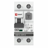 Дифавтомат EKF PROxima АВДТ-63 1P+N С63А 30мА 6кА тип АС однофазный электромеханический 6кА (дифференциальный автомат, АВДТ)