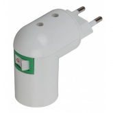 Патрон-переходник ЭРА с вилки на Е27 с выключателем белый