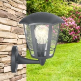 Светильник ЭРА садово-парковый 6 граней серый настенный вверх E27 IP44(У1) НБУ 07-40-003 «Дели 1»