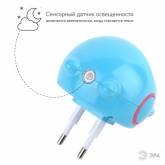 Ночник ЭРА NN-604-LS-BU синий, с датчиком освещенности (5055945539103)