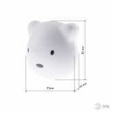 Светильник-ночник ЭРА NLED-465-1W-W Мишка белый аккумуляторный, выбор цвета 3000K, 4500K, 6000K DIM