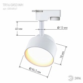 Светильник трековый однофазный ЭРА TR16-GX53 WH под лампу-GX53, алюминий, цвет белый