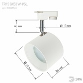 Светильник трековый однофазный ЭРА TR15-GX53 WH/SL под лампу-GX53, алюминий, цвет белый+серебро