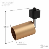 Светильник трековый однофазный ЭРА TR14-GU10 SG под лампу MR16 55x165мм, сатин золото