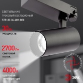 Светильник трековый трехфазный ЭРА STR-30-36-40K-B30 узкий луч 30W 4000K 36° черный