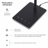 Светильник светодиодный настольный ЭРА NLED-464-7W-BK черный, сенсорные кнопки (5055945577716)