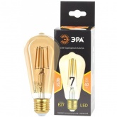 Лампа филаментная светодиодная ЭРА F-LED ST64 7W 824 2400K E27 золотистый, теплый белый свет