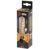 Лампа филаментная светодиодная свеча витая ЭРА F-LED BTW 5W 827 E14 gold Vintage теплый свет 575781