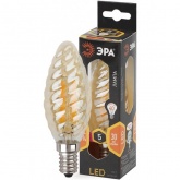 Лампа филаментная светодиодная свеча витая ЭРА F-LED BTW 5W 827 E14 gold Vintage теплый свет 575781