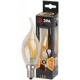 Лампа филаментная светодиодная свеча на ветру ЭРА F-LED BXS 5W 827 E14 gold Vintage теплый свет 6498