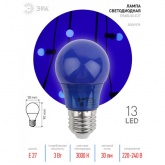 Лампа светодиодная ЭРА STD ERABL50-E27 3W груша синий для белт-лайт