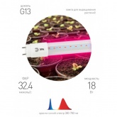 Лампа светодиодная для растений Т8 ЭРА FITO-18W-RB-Т8-G13-NL с фиолетовым свечением 028861