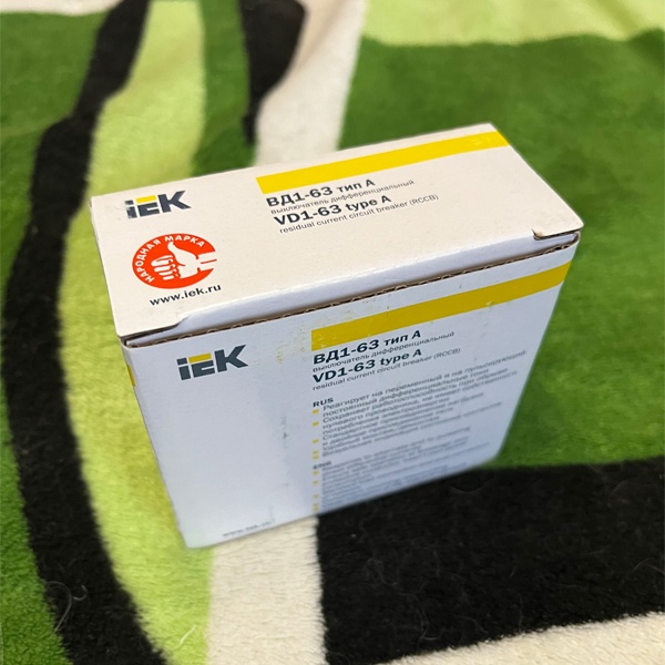 Двухполюсный дифференциальный выключатель 30мА Тип А (УЗО) ВД1-63 ИЭК, номинальный ток 63А