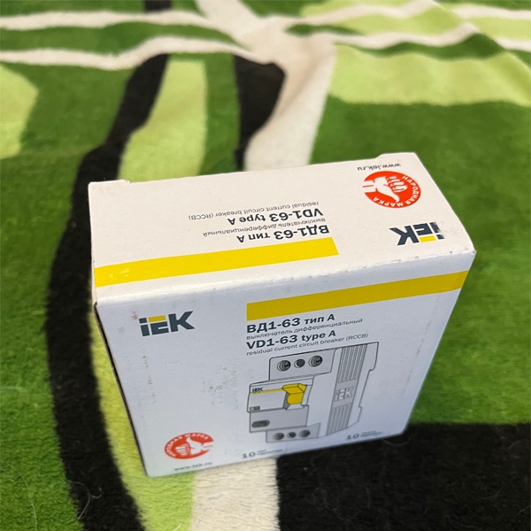 Двухполюсный дифференциальный выключатель 30мА Тип А (УЗО) ВД1-63 ИЭК, номинальный ток 63А