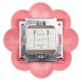 Выключатель одноклавишный Kranz HAPPY Цветок скрытой установки, белый/розовый