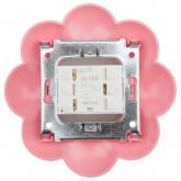 Выключатель двухклавишный Kranz HAPPY Цветок скрытой установки, белый/розовый