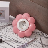 Розетка одноместная Kranz HAPPY Цветок скрытой установки, с заземлением и шторками, белый/розовый