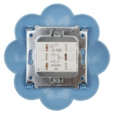 Выключатель двухклавишный Kranz HAPPY Цветок скрытой установки, белый/голубой