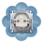 Розетка одноместная Kranz HAPPY Цветок скрытой установки, с заземлением и шторками, белый/голубой