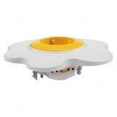 Розетка одноместная Kranz HAPPY Яичница скрытой установки, с заземлением и шторками, желтый/белый