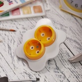 Розетка двойная Kranz HAPPY Яичница скрытой установки, с заземлением и шторками, желтый/белый