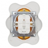 Розетка двойная Kranz HAPPY Яичница скрытой установки, с заземлением и шторками, желтый/белый