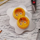 Розетка двойная Kranz HAPPY Яичница скрытой установки, с заземлением и шторками, желтый/белый