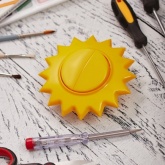 Выключатель двухклавишный Kranz HAPPY Солнце скрытой установки, желтый